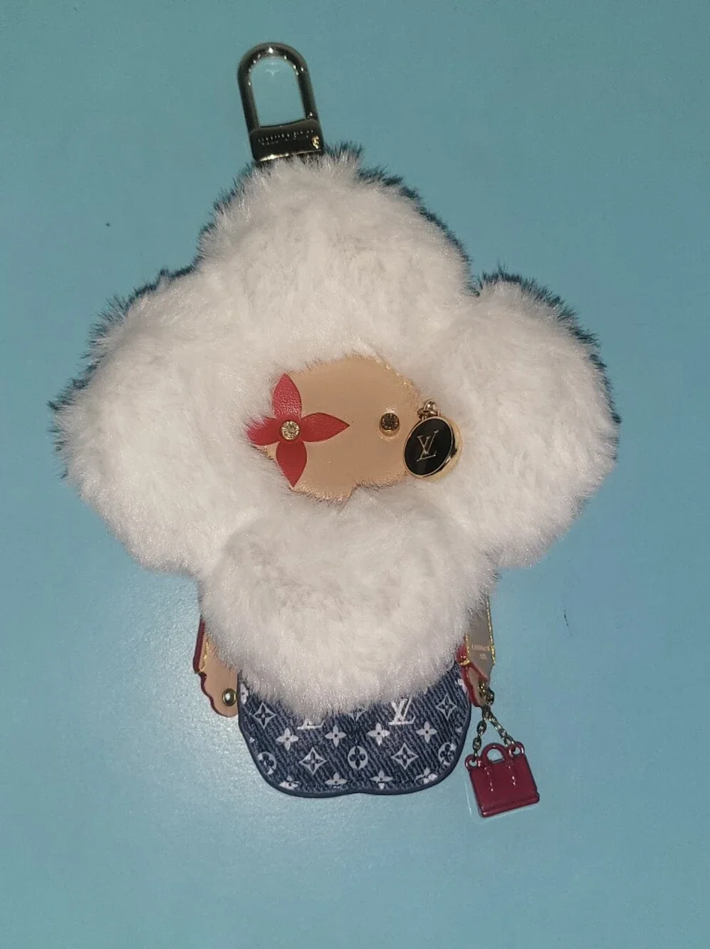 Luxury White Faux Fur Flower Crossbody Bag